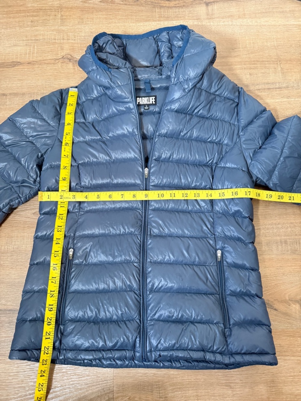 Aritzia Parklife Down Puffer Jacker Blue-Green Minimalist Simple L - Picture 7 of 8